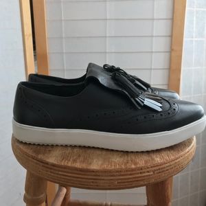 Sz 9 Isabella Anselmi tassel loafer black leather